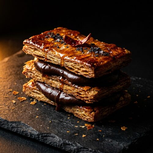 Gochujang & Maple Mille-Feuille with Intense Chocolate Ganache